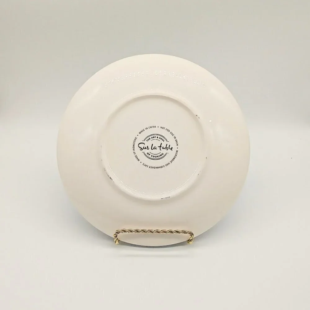 Sur La Table Blue Ivory Round Ironstone Ceramic Plate